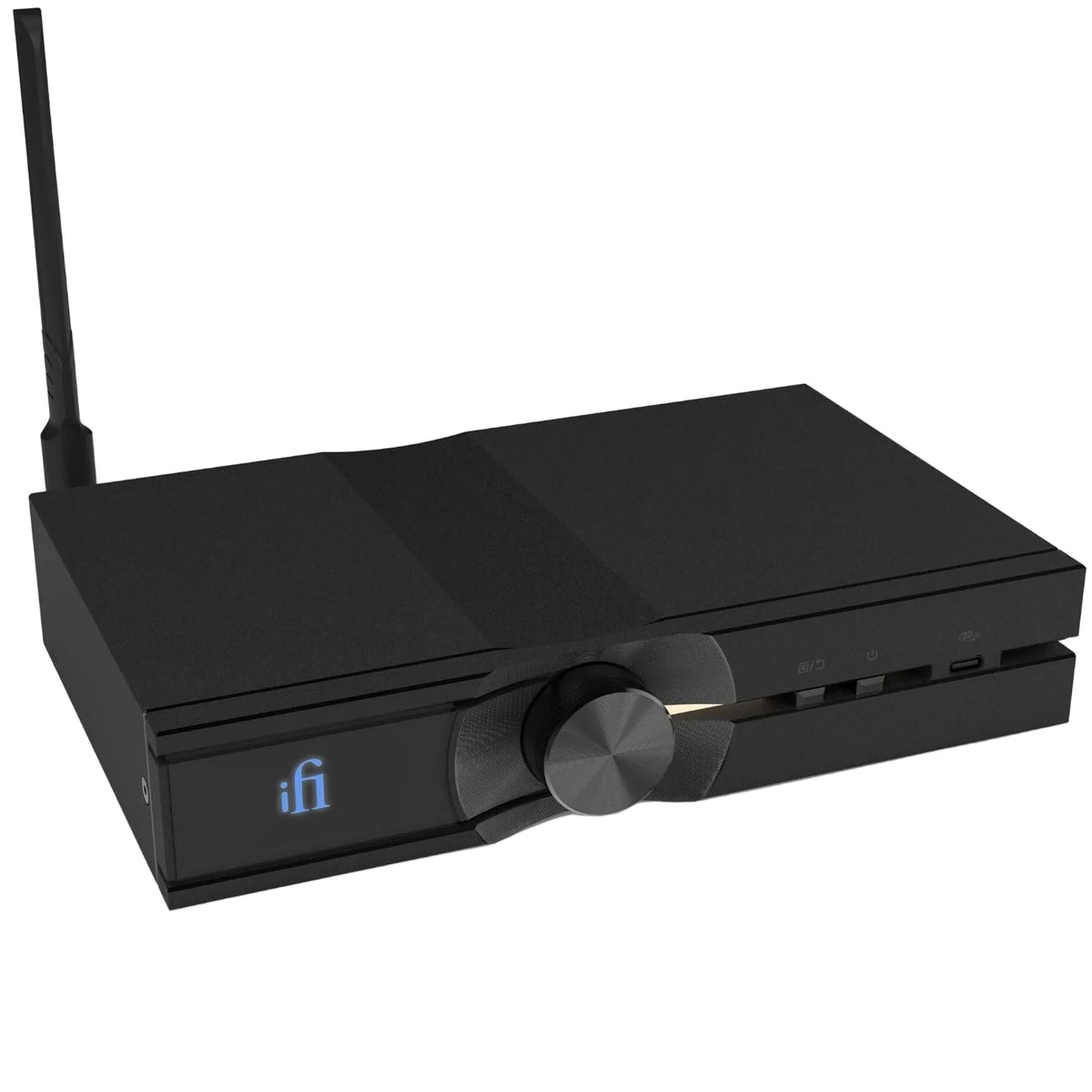 iFi Audio NEO Stream 3 music streamer showing front view with display screen and control buttons on a white background