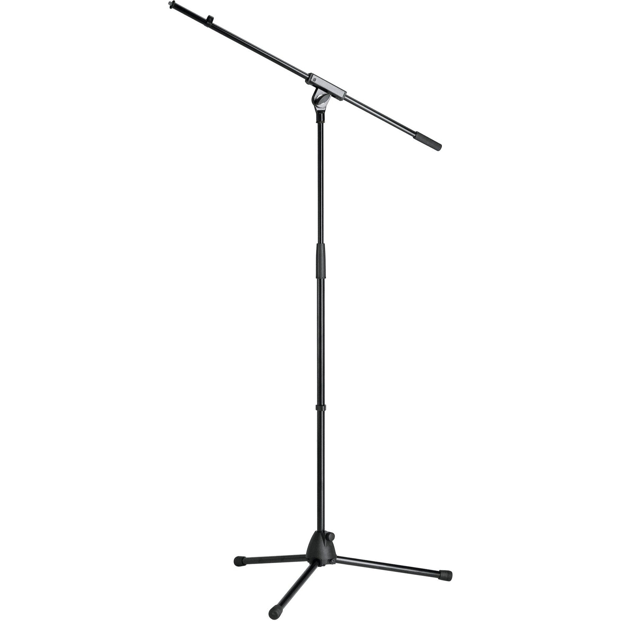 K&M 27105 floor microphone stand with adjustable height and sturdy base, suitable for professional audio and stage use.