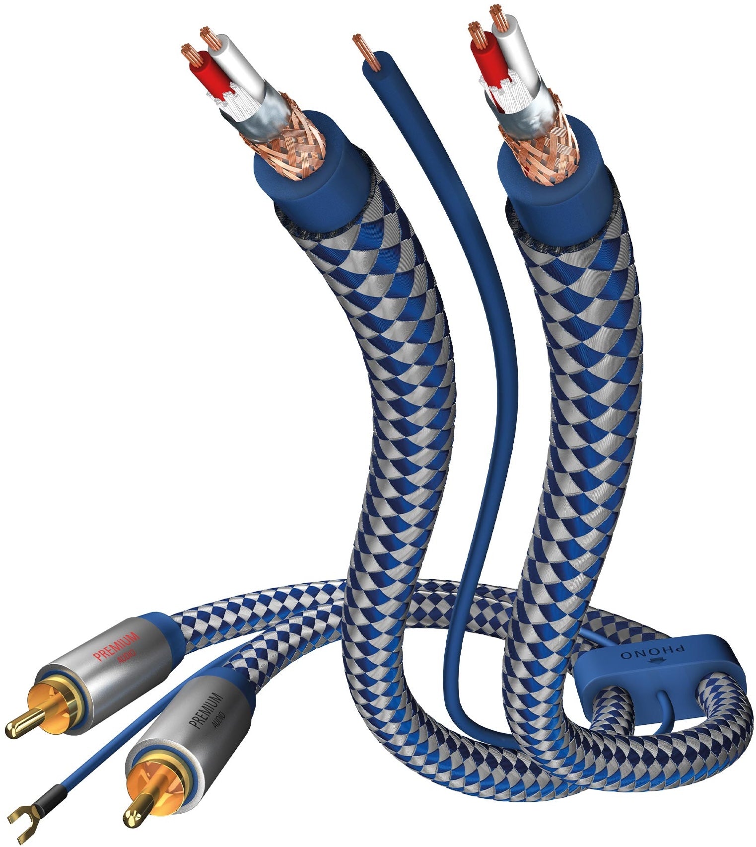 In-akustik Premium Phono Dual RCA - Dual RCA Cable 1.5m (with Ground Wire)