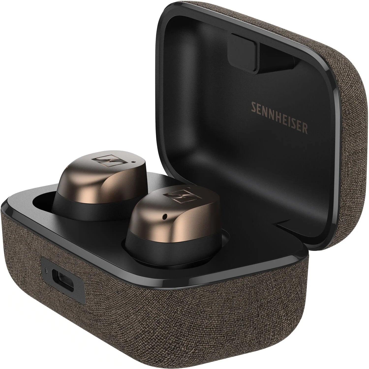 Sennheiser Momentum True Wireless 4 in-ear headphones with sleek black design and compact charging case.