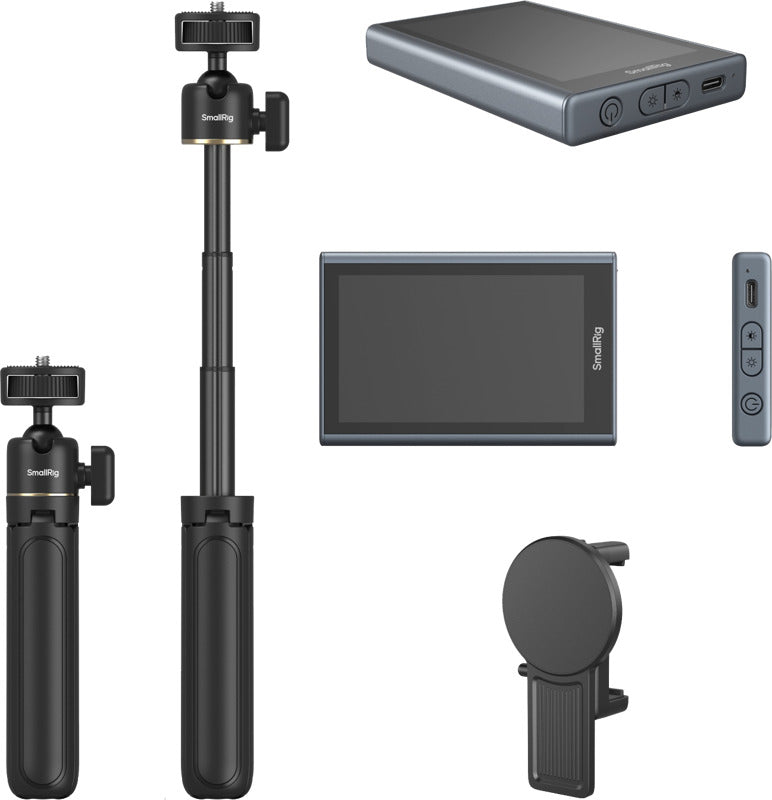 SmallRig Wireless Video Monitor for Phone Vlog Kit displaying screen with controls and attachable phone holder.