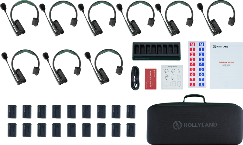 Hollyland Solidcom SE Pro 9-headset wireless intercom system for professional video communication and coordination.
