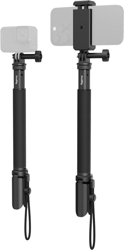 SmallRig selfie stick for action cameras, compact tripod with adjustable grip and mounting options for stable shots.