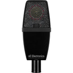 sE Electronics sE4100 condenser microphone with black body and silver grille, placed on a stand, ready for professional audio recording
