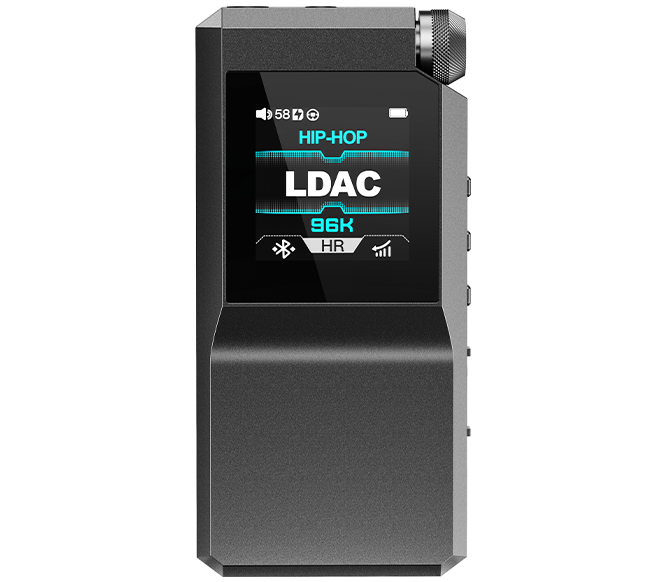 FiiO BTR17 headphone amplifier and DAC device with sleek black design and multiple connection ports for high-quality audio.