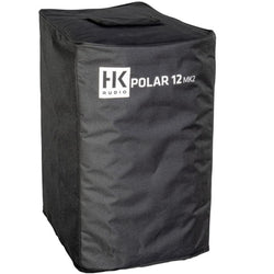 HK Audio POLAR 12 MK2 subwoofer cover in durable black fabric, designed for protection and easy transport of the speaker.