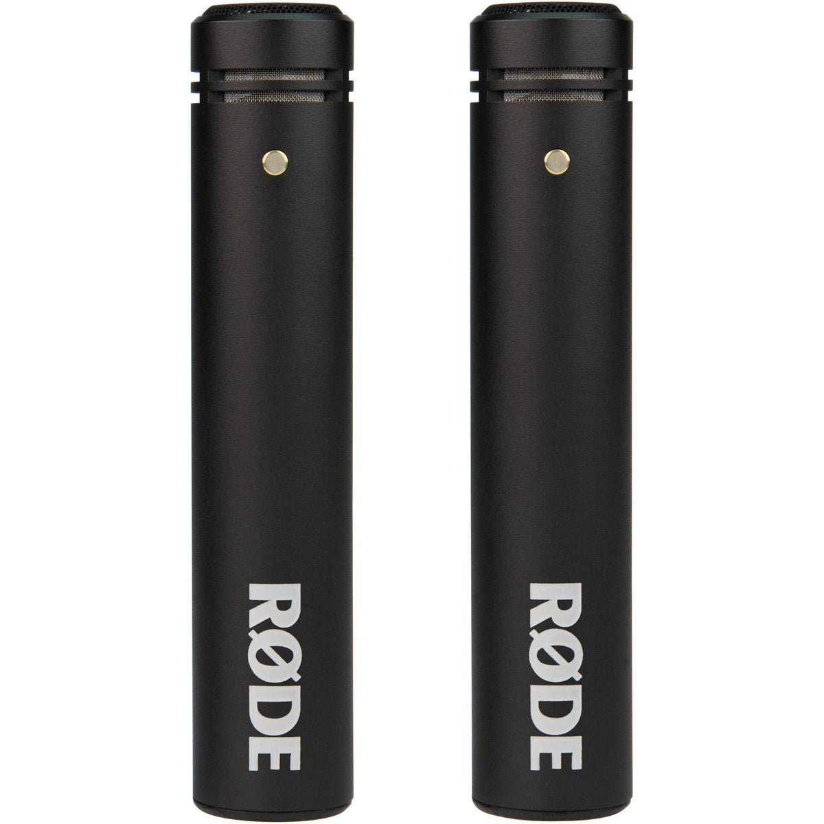 Rode M5 MP condenser microphone shown with dual microphone capsules and sleek black body for studio and recording use.