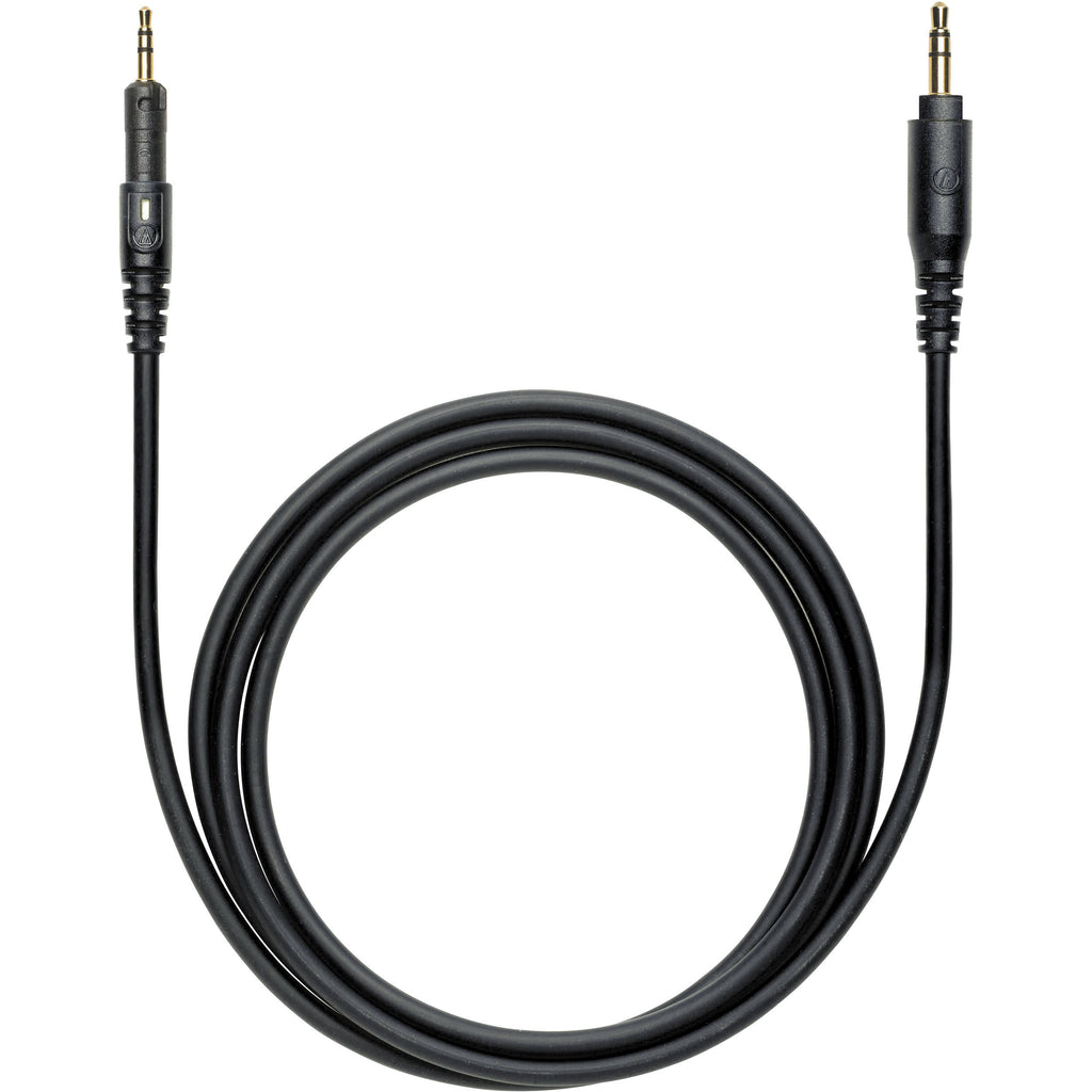Audio Technica ATH-M50x studio headphones with large ear cups and adjustable headband, shown in a close-up view.