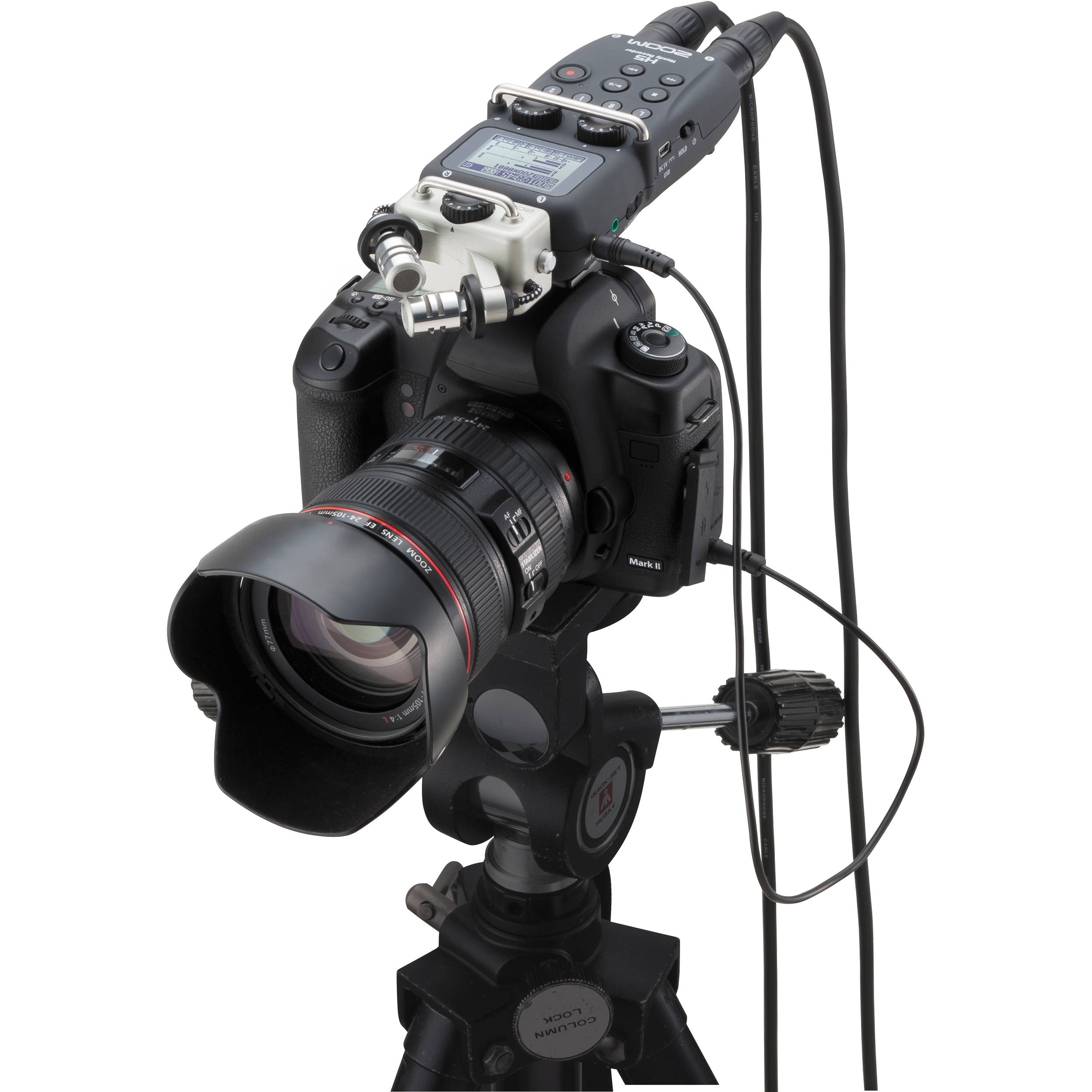Zoom H5 digital recorder with interchangeable microphone capsules and compact design for high-quality audio recording.