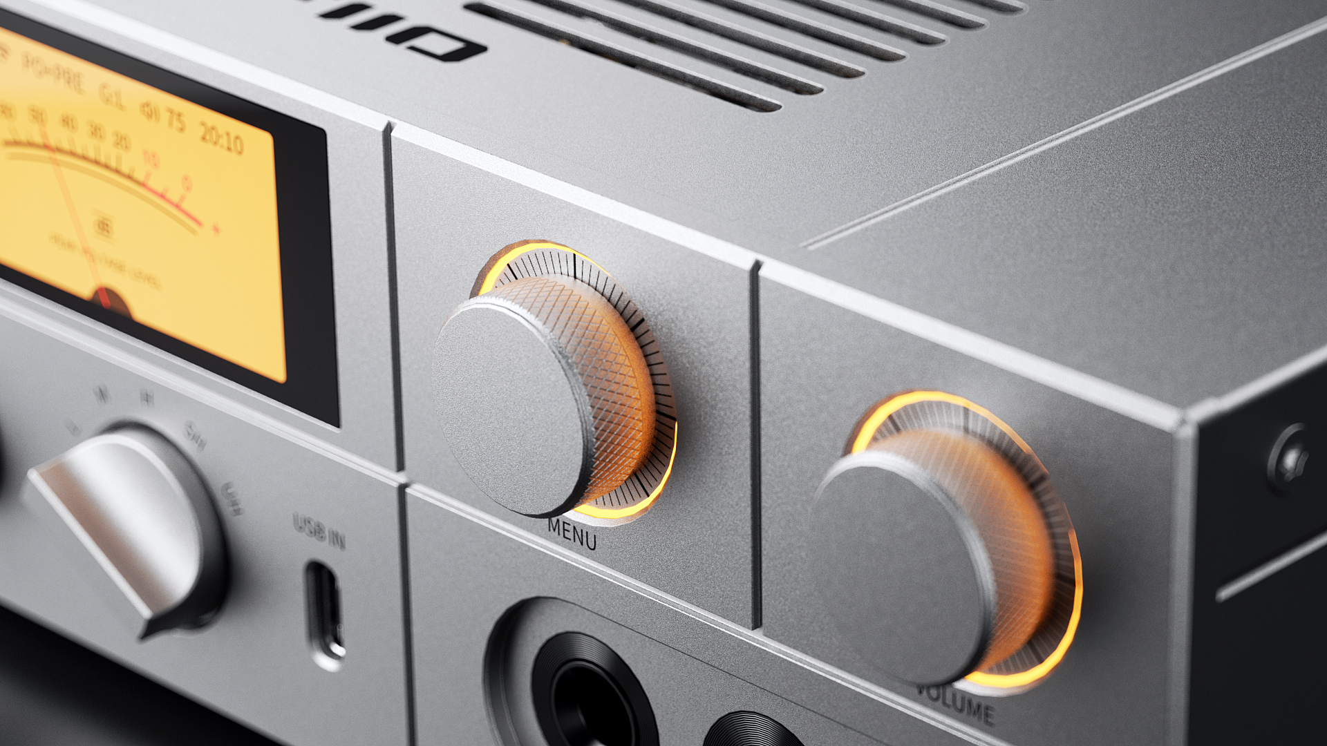 FiiO K17 headphone amplifier and DAC with sleek black design, multiple input ports, and digital controls for high-quality audio output.