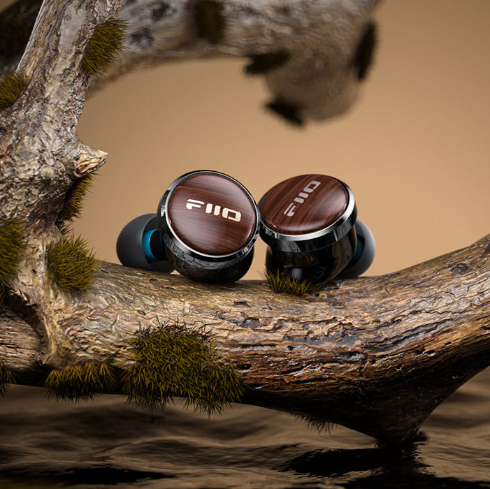 FiiO FP3 in-ear headphones with black earbuds and inline remote, featuring a sleek design and silver accents.