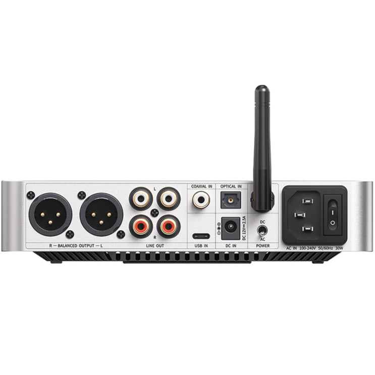 FiiO K13 R2R headphone amplifier and DAC with sleek black design, multiple input ports, and digital volume control.