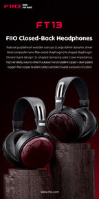 FiiO FT13 Natural purpleheart headphones — official FiiO press image showing both Natural and Black colorways.