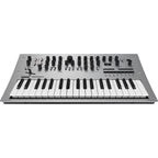 Korg Minilogue synthesizer with compact design, multiple control knobs, and keyboard for rich sound creation.