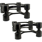 IsoAcoustics Aperta200 studio monitor stands with sleek design and adjustable height for optimal speaker positioning.