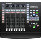 Presonus Faderport 8 DAW controller featuring eight faders and a sleek design for music production.