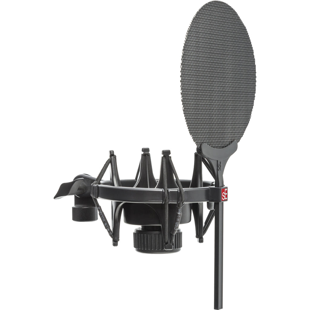 SE Electronics X1 S Vocal Pack condenser microphone with shock mount and pop filter for professional studio recording.