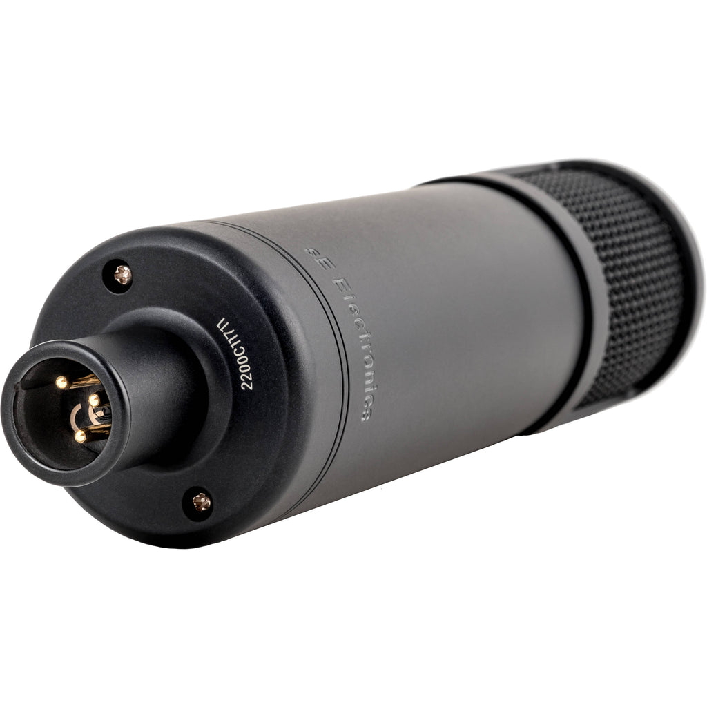 sE Electronics sE2200 condenser microphone shown with its sleek design and black finish, ideal for studio recording and vocals.