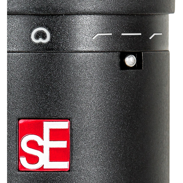 sE Electronics sE2200 condenser microphone with metal grille and black body, studio recording microphone for vocals and instruments