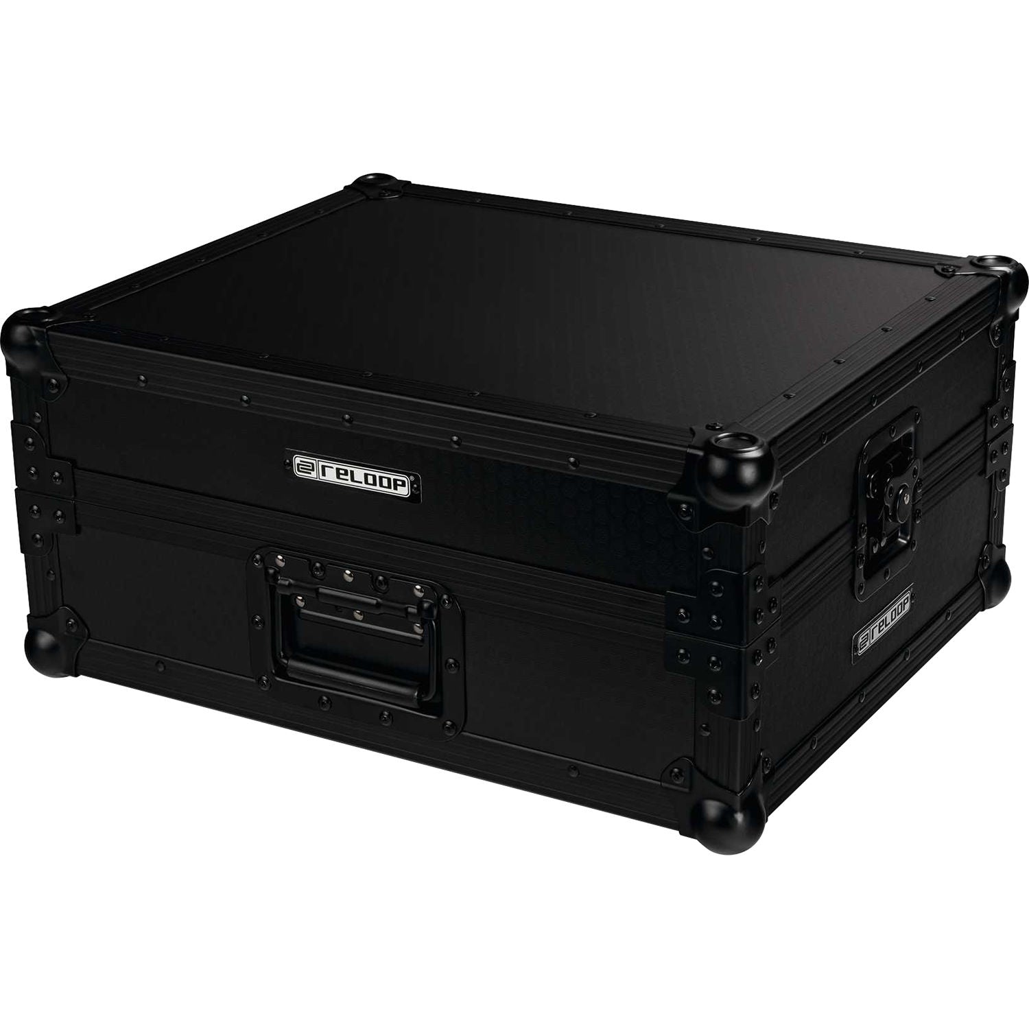 Reloop premium DJ flight case for turntables, durable black protective case with handle and secure latches.