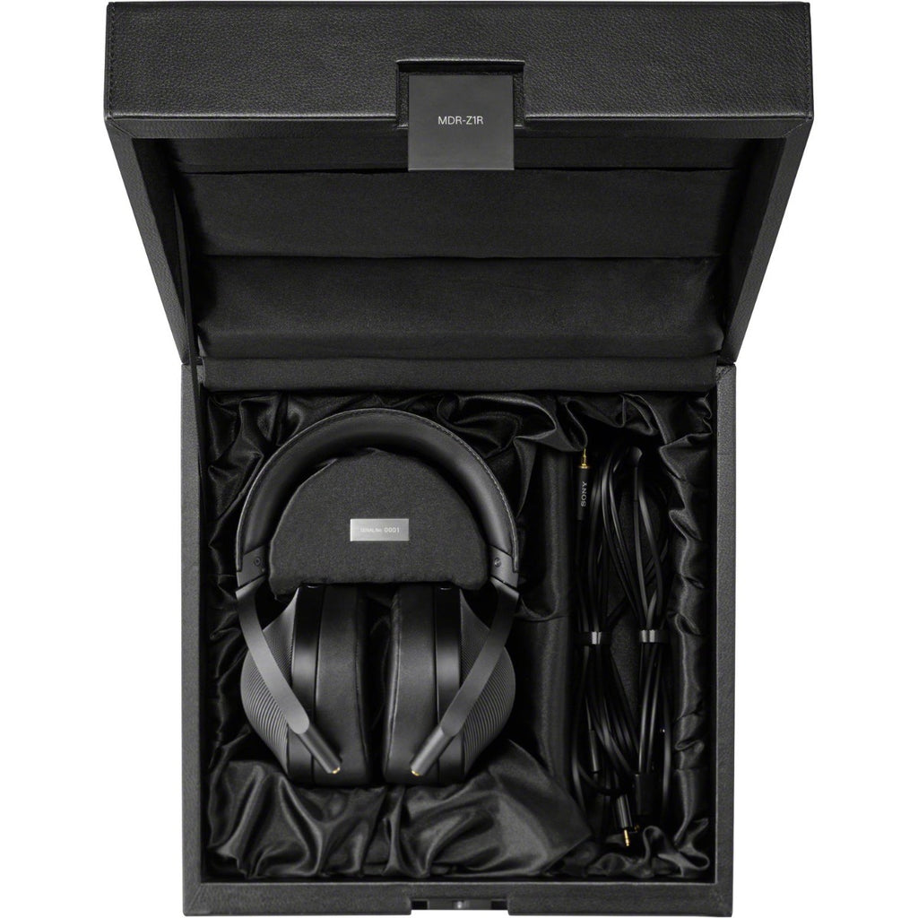 Close-up of Sony MDR-Z1R Head-Fi headphones showcasing their premium design and large ear cups.