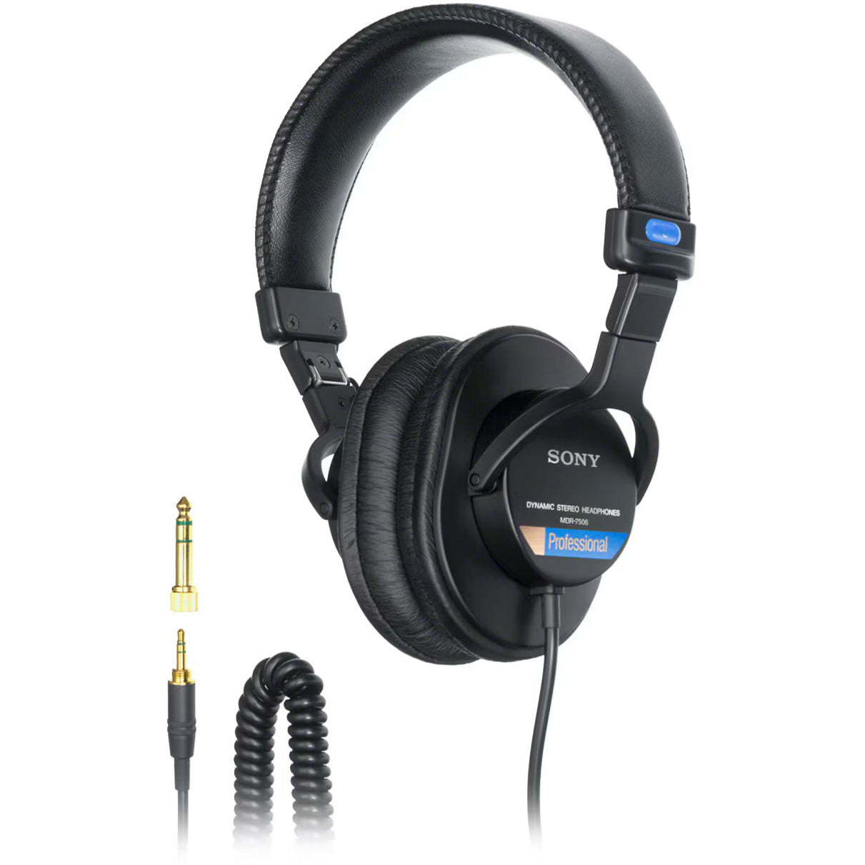 Sony MDR-7506 studio headphones with over-ear design, black color, and padded ear cups for professional audio monitoring.