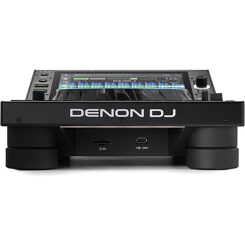 Denon DJ SC6000 Prime DJ media player with large jog wheel and touchscreen display, professional DJ equipment for mixing and playback.