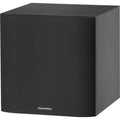 Bowers & Wilkins ASW608 subwoofer with black enclosure and front grille, designed for powerful home theater audio.