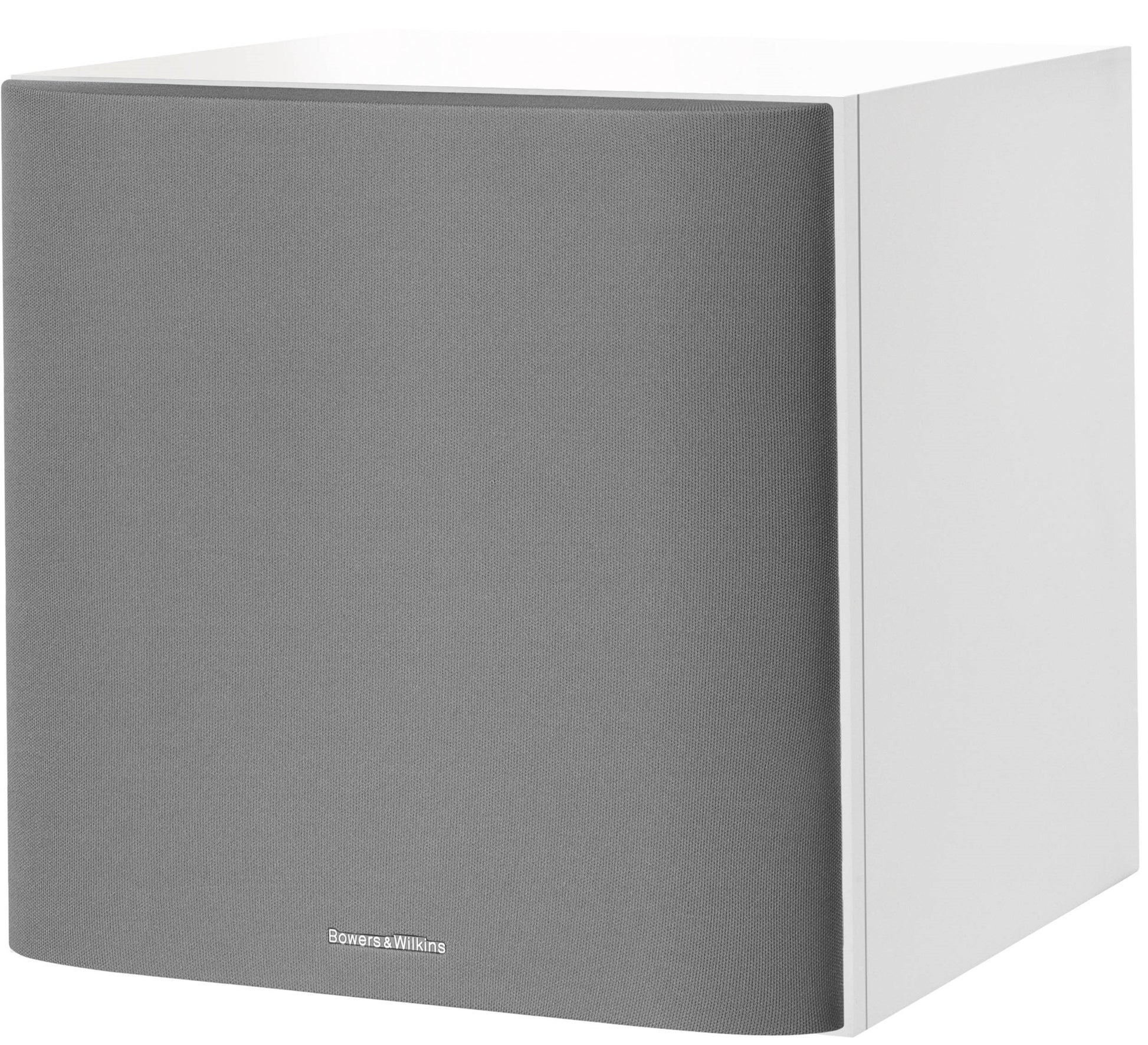 Bowers & Wilkins ASW608 subwoofer with sleek black enclosure and driver cone, designed for deep bass sound reproduction.