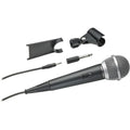 Audio Technica ATR1200x dynamic microphone shown with metal grille and black body, ideal for professional audio recording.