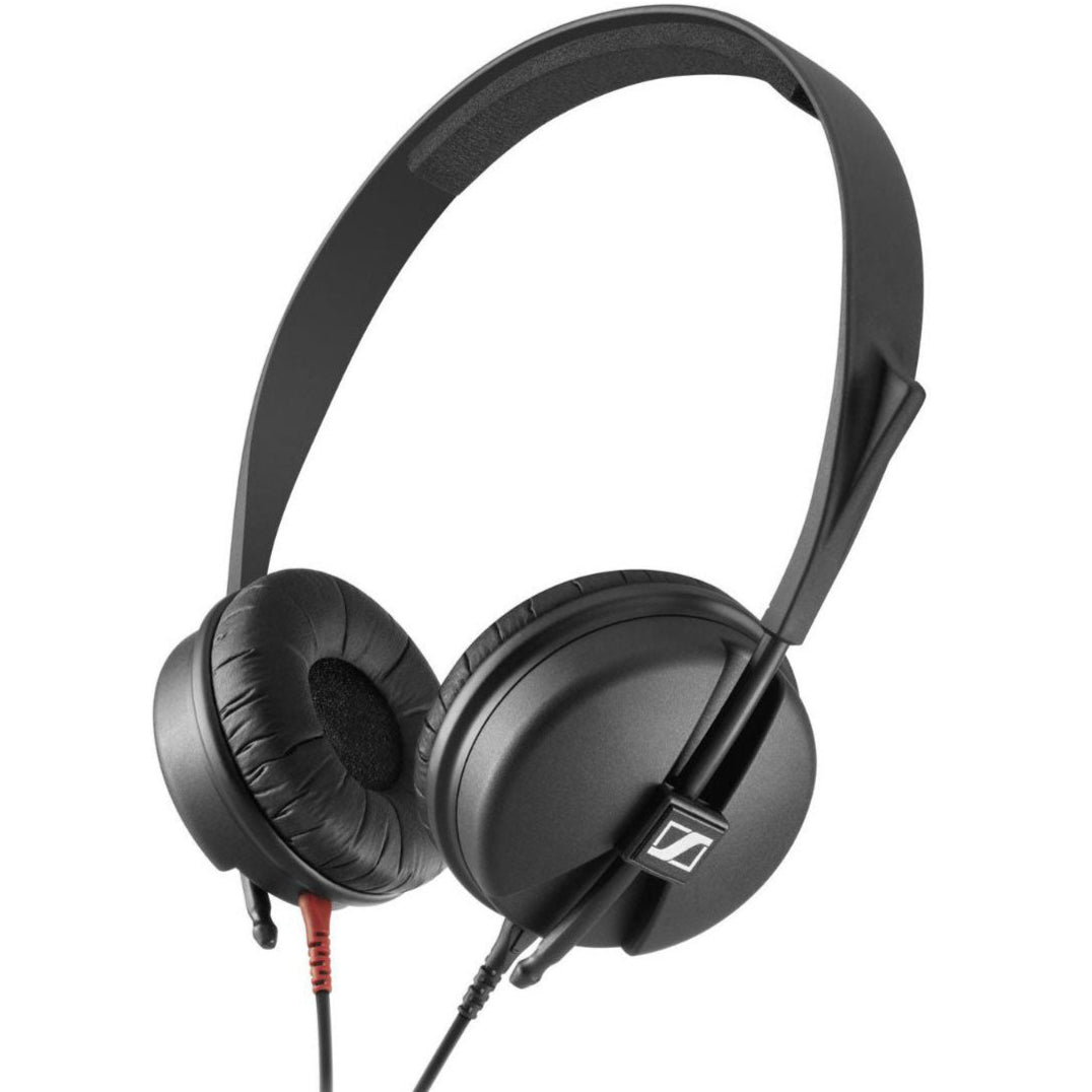 Sennheiser HD 25 Light DJ headphones with over-ear design, black color, and adjustable headband for professional audio monitoring.