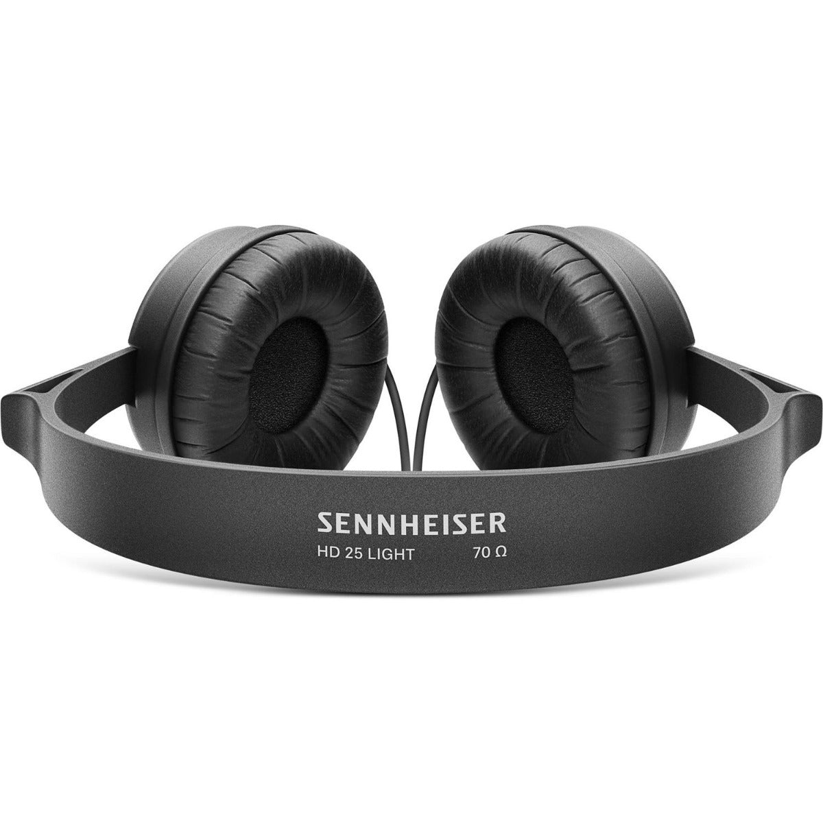 Sennheiser HD 25 Light DJ headphones with over-ear design, black color, and adjustable headband for professional audio listening.