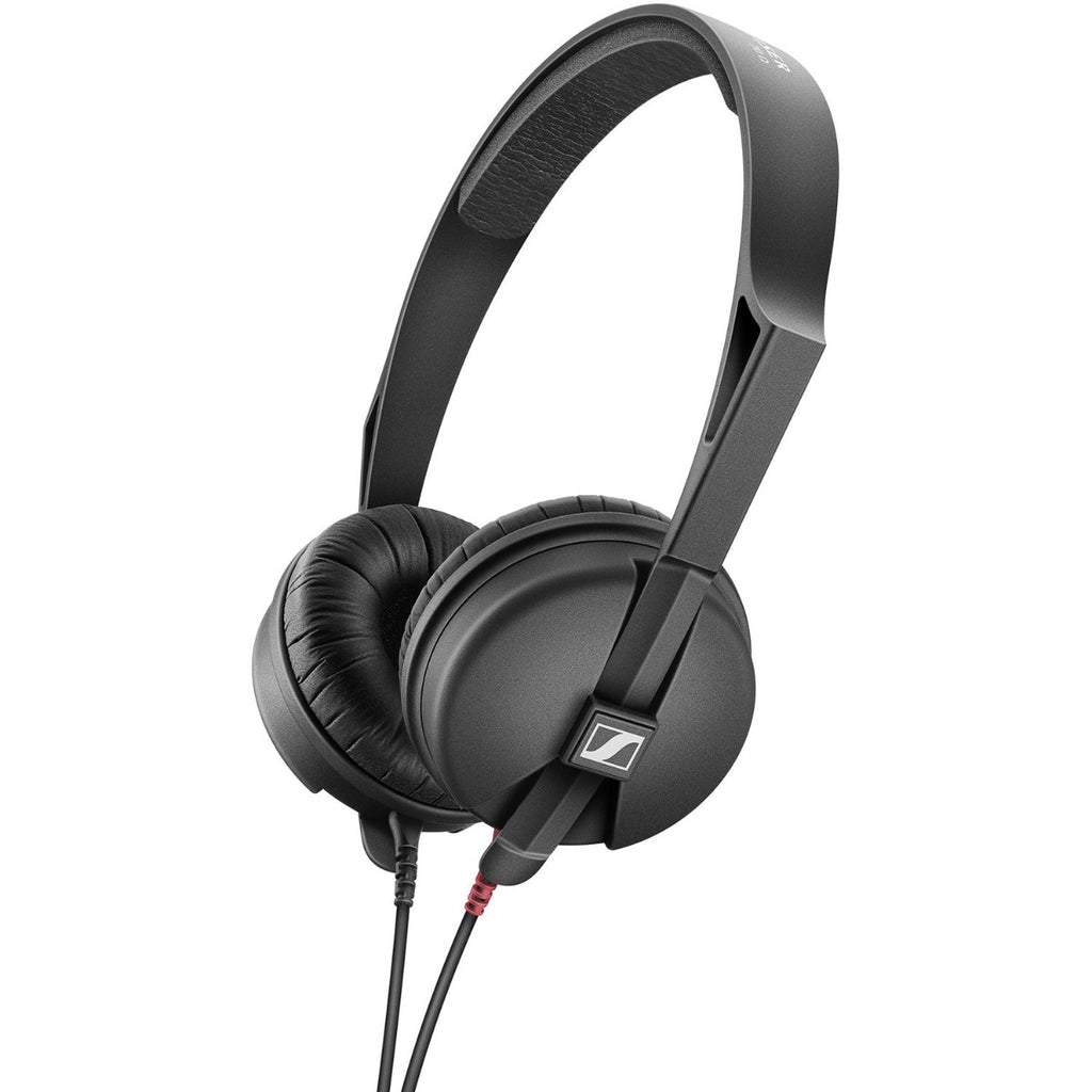 Sennheiser HD 25 Light DJ headphones with over-ear design and adjustable headband, black color, on a plain background.