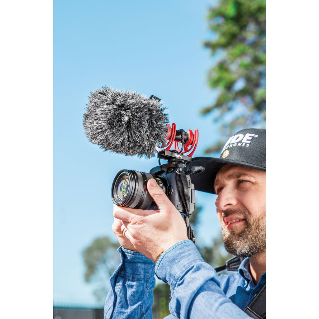 Rode WS11 microphone windscreen and deadcat cover for outdoor audio recording, lightweight and weather-resistant.