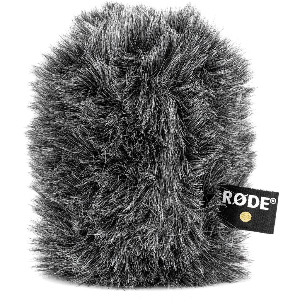 Rode WS11 microphone windscreen and deadcat cover for outdoor audio recording, protects against wind noise.