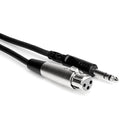 Hosa STX-105F XLR-Female to 6.3mm TRS cable, 1.5 meters, showing the XLR connector and TRS plug for audio connections.