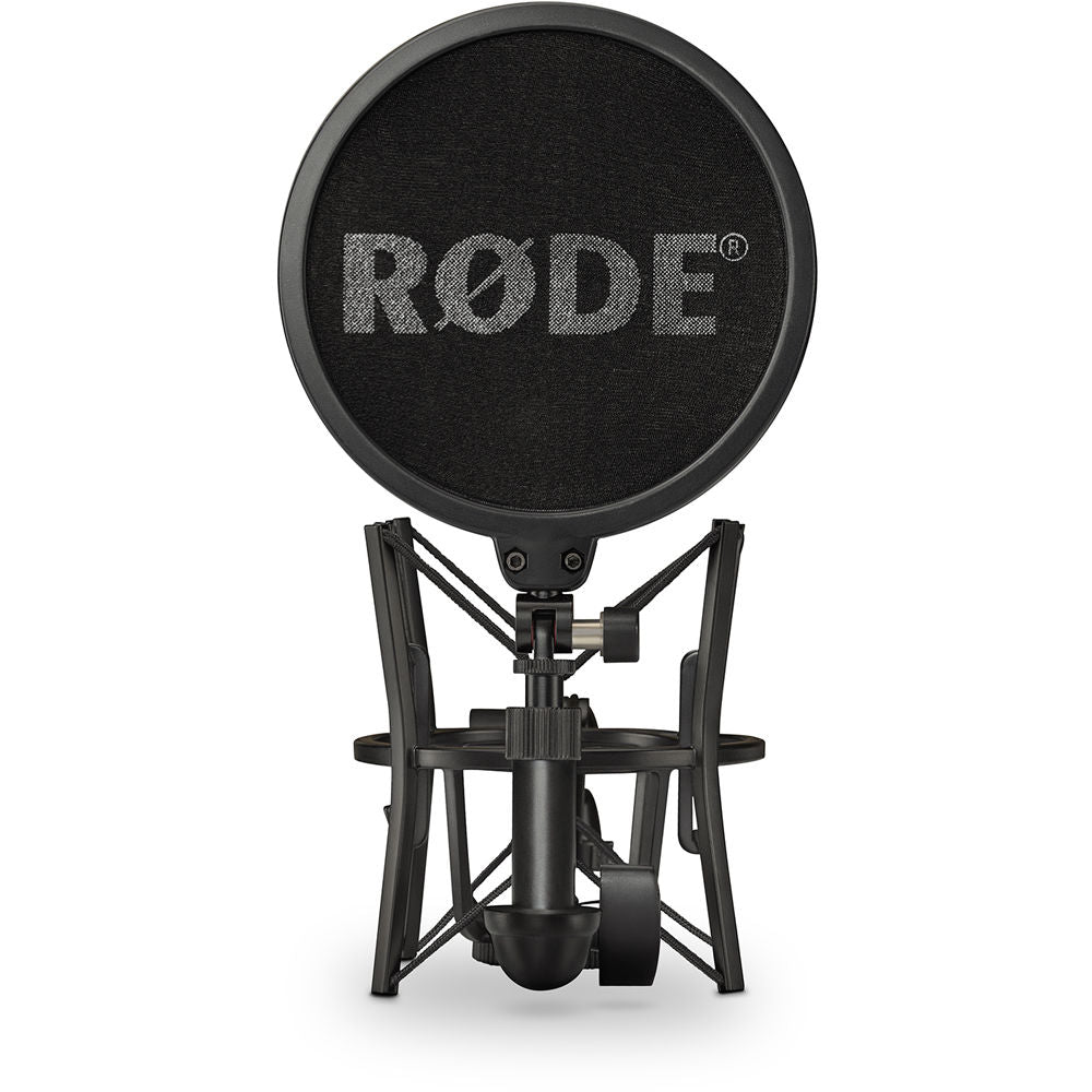 Rode SM6 microphone shock mount with adjustable arm and mounting hardware for professional audio recording.