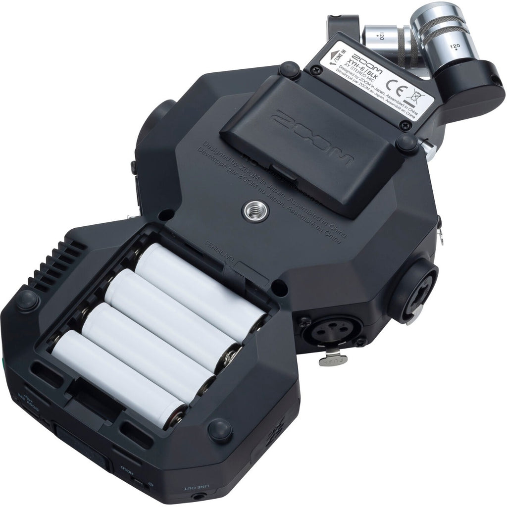 Zoom H8 digital recorder with multiple input options and LCD screen, shown on a white background.