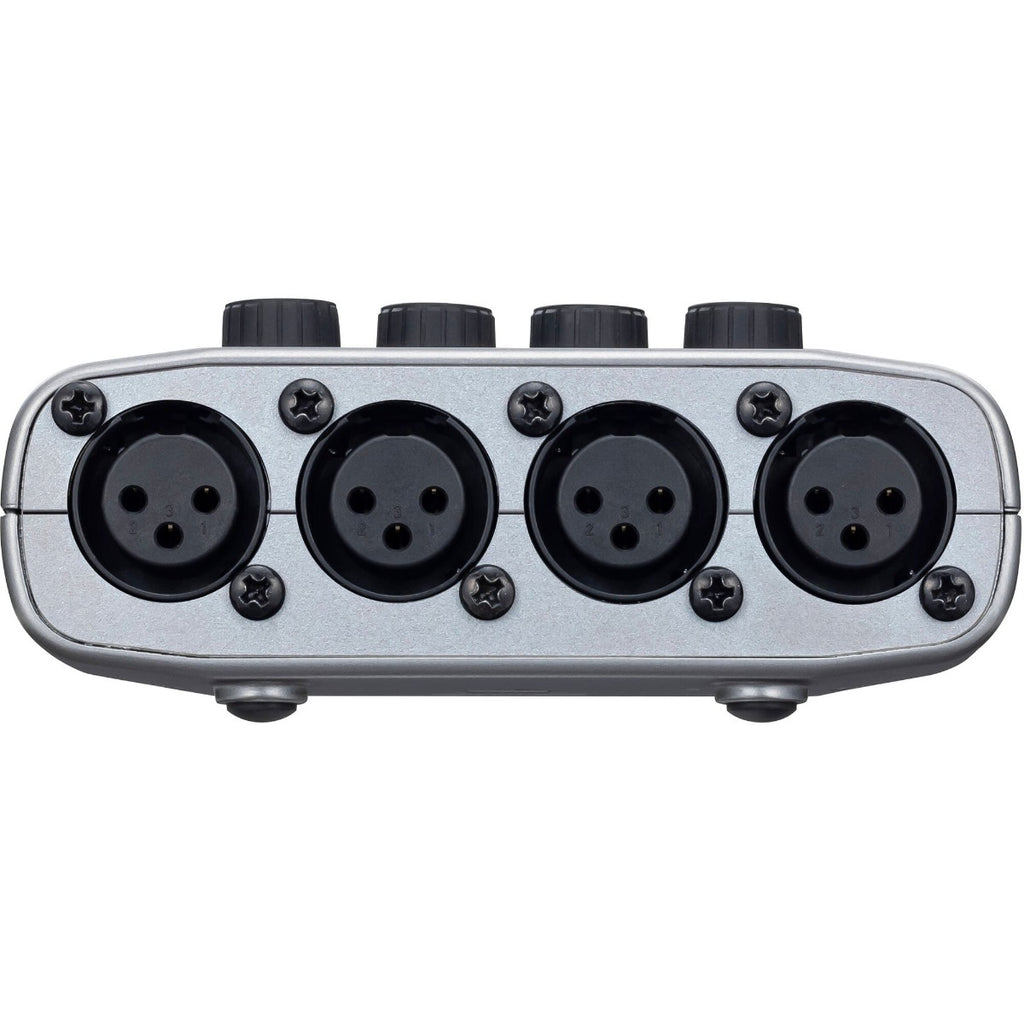 Zoom PodTrak P4 digital recorder with multiple input ports and compact design, shown on a clean background.