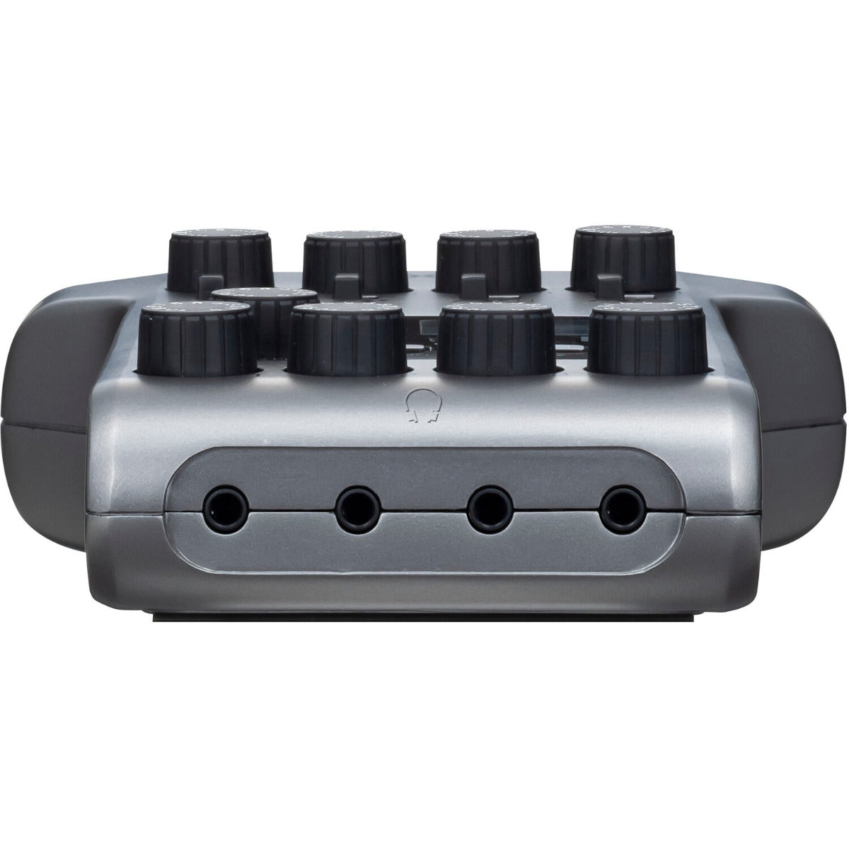 Zoom PodTrak P4 digital recorder with microphone inputs and control buttons, compact portable audio recording device.