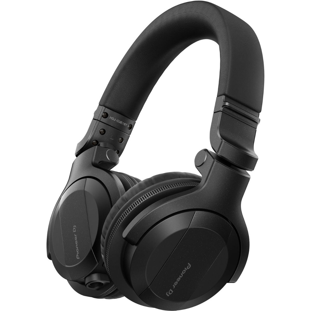 Pioneer DJ HDJ-CUE1 Bluetooth DJ headphones with cushioned ear cups and adjustable headband, black color, close-up view
