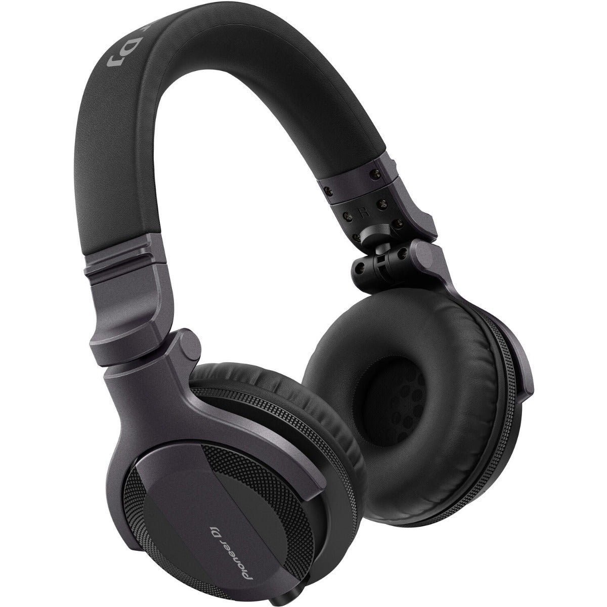 Pioneer DJ HDJ-CUE1 wired DJ headphones with cushioned ear cups and adjustable headband, resting on a surface.