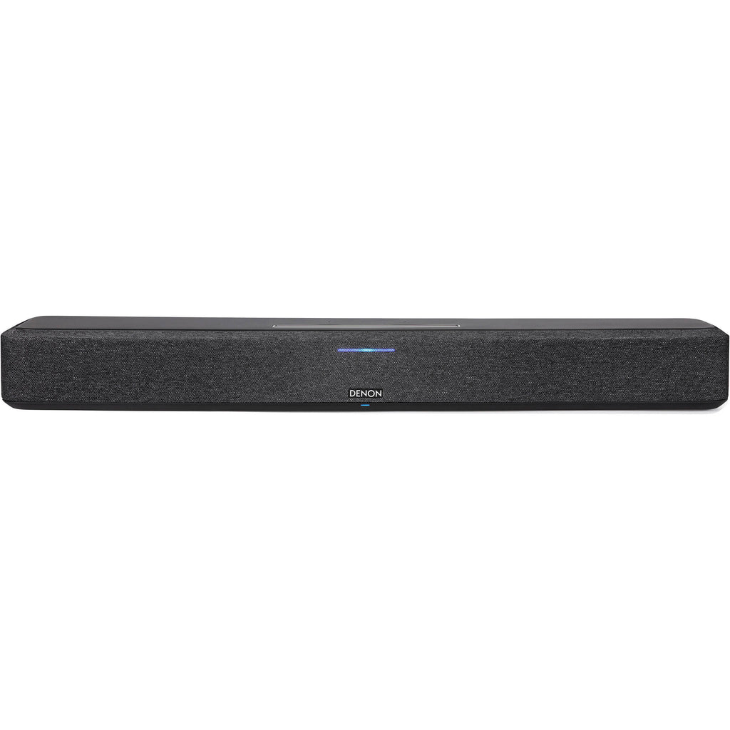Denon Home Soundbar 550 with sleek black design, featuring multiple speaker drivers and modern TV audio setup.