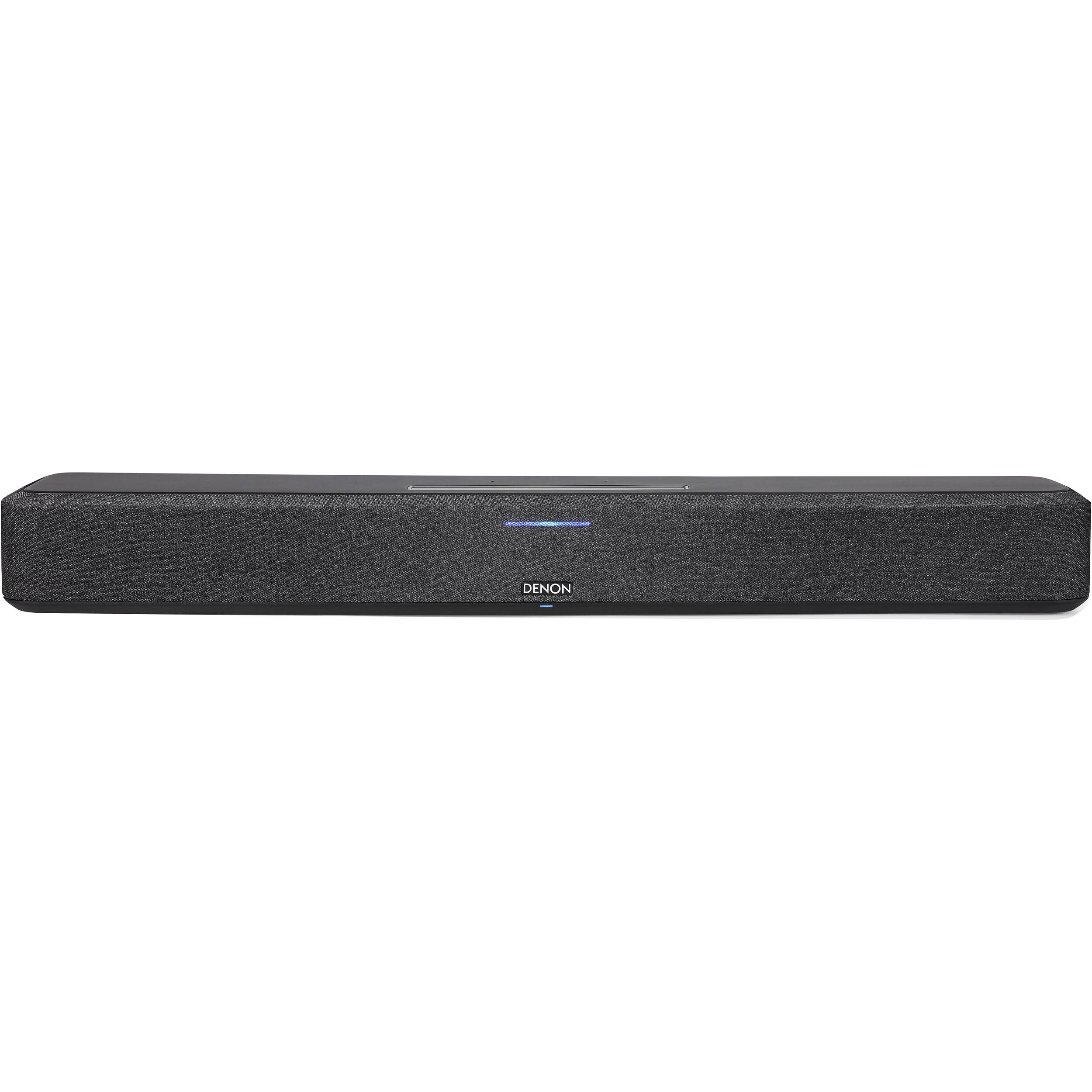 Denon Home Soundbar 550 with sleek black design, featuring multiple speaker drivers and modern TV audio setup.