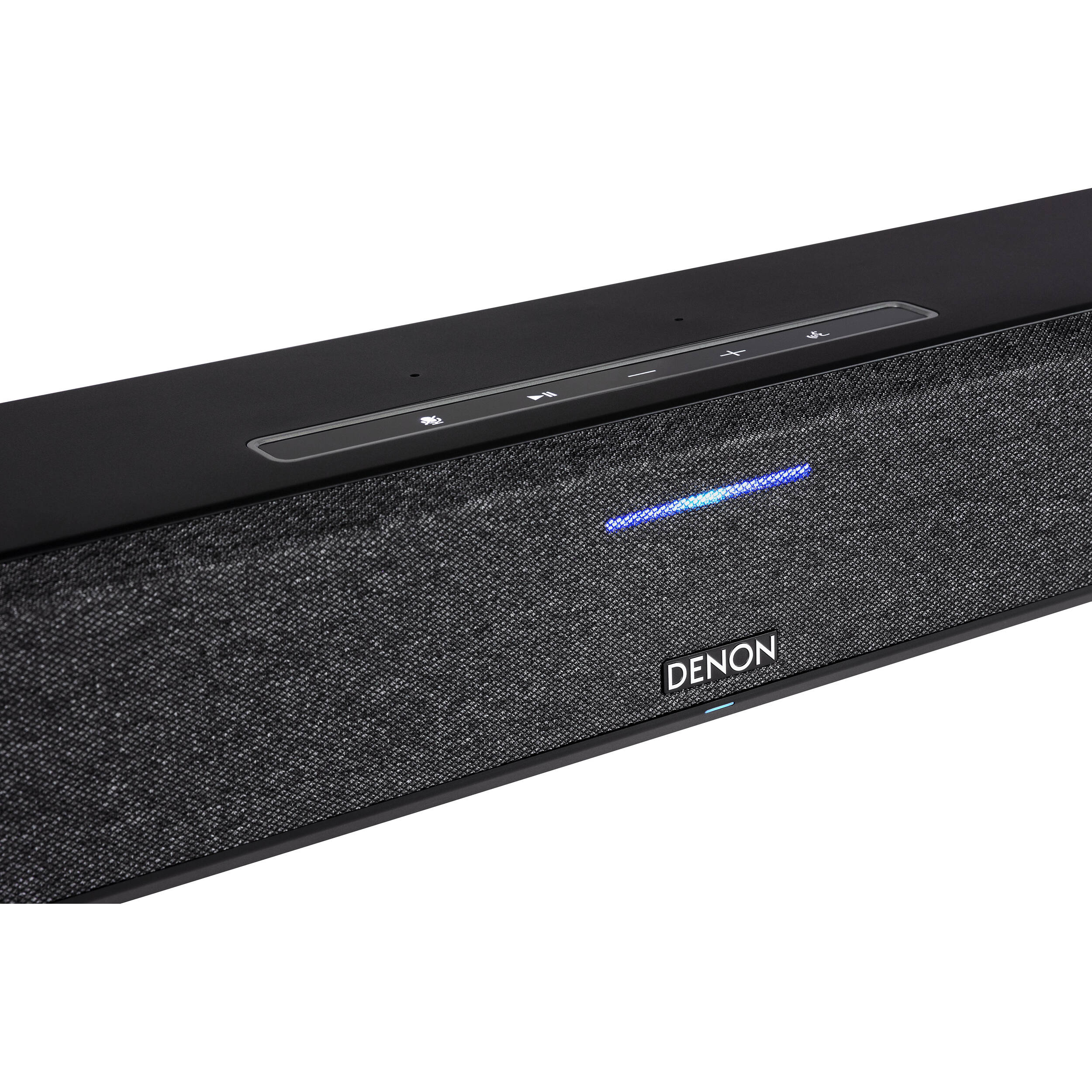 Denon Home Soundbar 550 with sleek black design, multiple speaker drivers, and connectivity ports for enhanced TV audio.