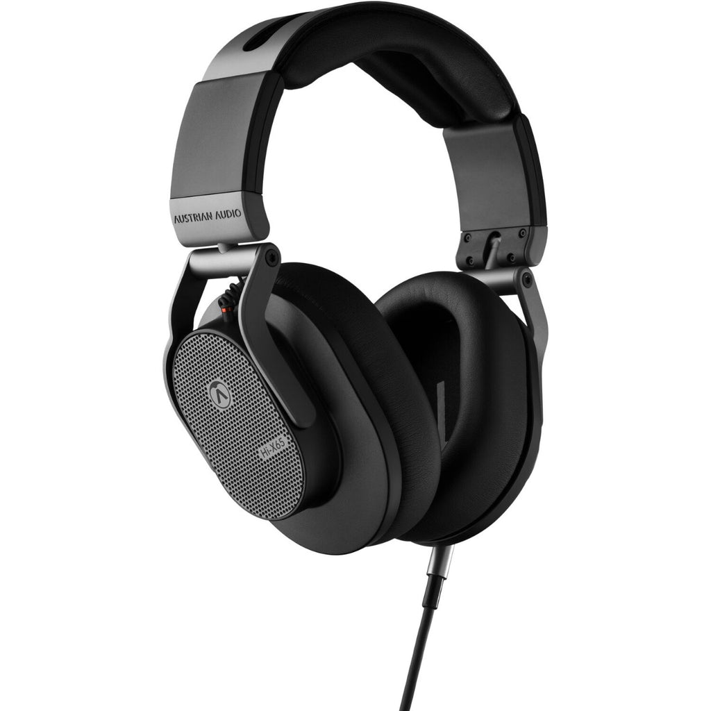 Austrian Audio Hi-X65 studio headphones with over-ear design and black cushioned ear cups, showcasing high-quality audio equipment.