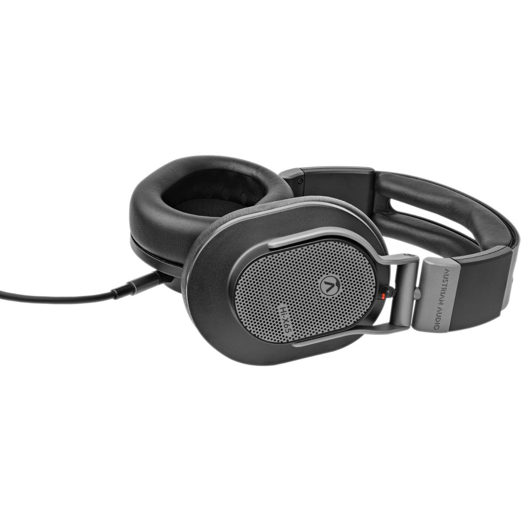 Austrian Audio Hi-X65 studio headphones with large ear cups and adjustable headband, displayed on a neutral background.