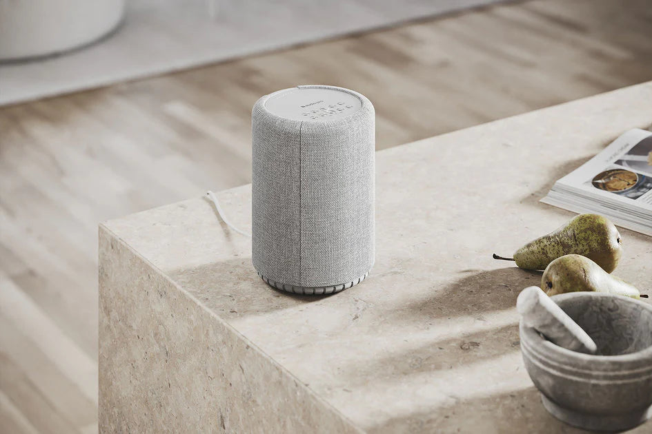 Wireless Audio Pro A10 MK2 speaker with sleek design, showing the front view of this compact wireless speaker for quality sound.