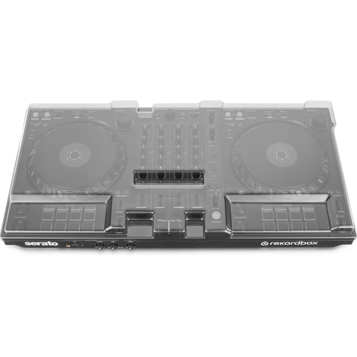Decksaver Pioneer DDJ-FLX6 DJ cover protecting the controller with a sleek, durable plastic design for gear safety.