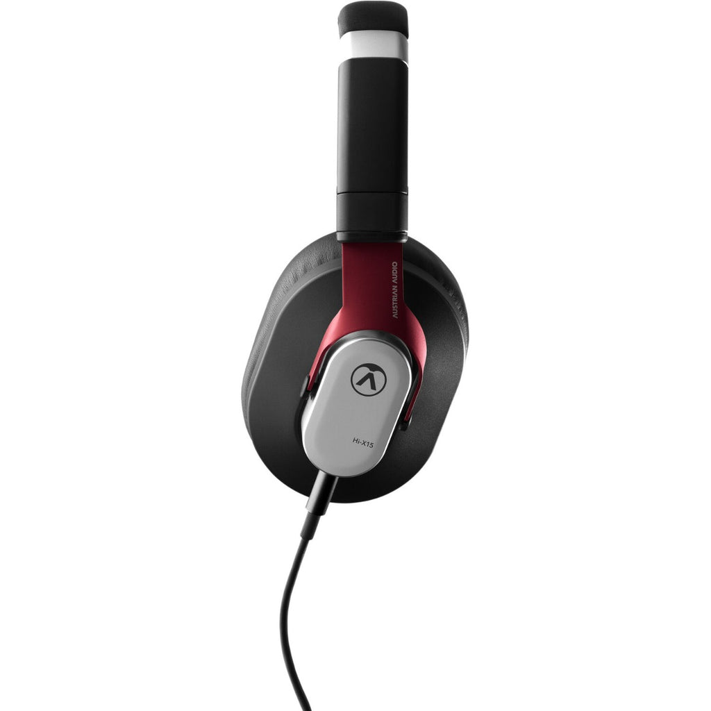 Austrian Audio Hi-X15 studio headphones with over-ear design, black color, and adjustable headband for professional audio monitoring.